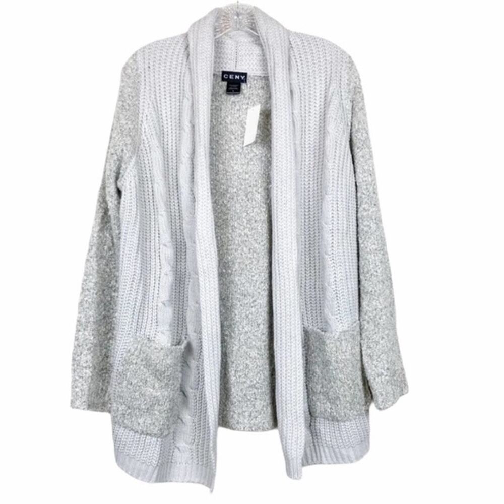 Ceny Gray Knit Open Front Cardigan Sz S